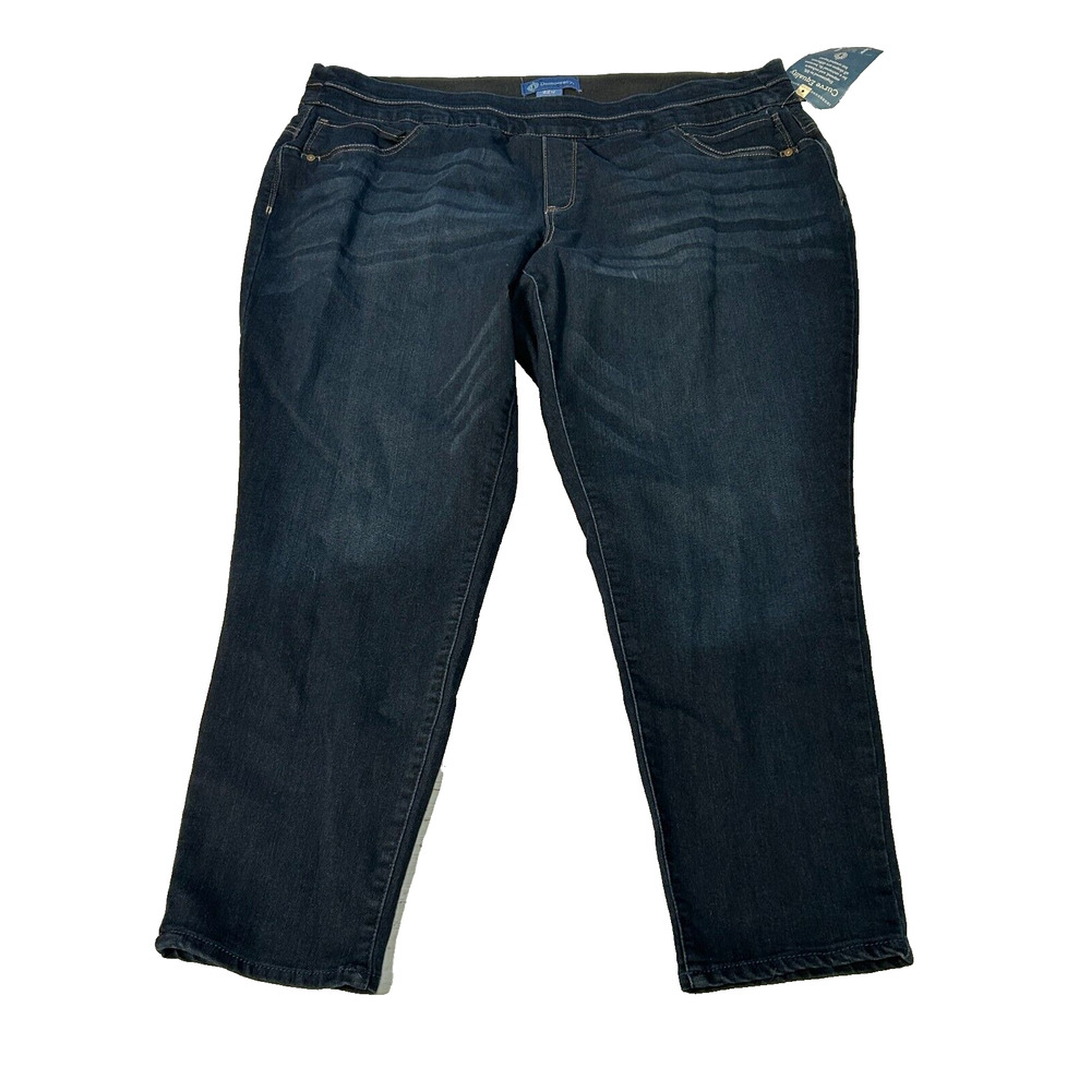 Democracy Women's Blue "Ab"solution Pull On Glider Ankle Length Jeans Size 22W